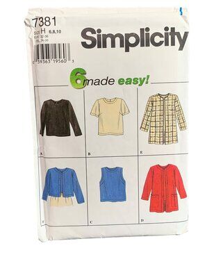 Simplicity Pattern 7381 Women's Top Jacket Sewing Pattern Size 6-8-10 Uncut